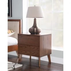 William 2-Drawer Medium Brown Nightstand 27 in. H x 25.25 in. W x 18.5 in. D by Linon Home Decor 21 William 2-Drawer Medium Brown Nightstand 27 in. H x 25.25 in. W x 18.5 in. D by Linon Home Decor -Linon Home Decor Shop brown linon home decor nightstands thd03704 31 1000