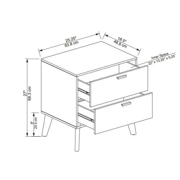 William 2-Drawer Medium Brown Nightstand 27 in. H x 25.25 in. W x 18.5 in. D by Linon Home Decor 11 William 2-Drawer Medium Brown Nightstand 27 in. H x 25.25 in. W x 18.5 in. D by Linon Home Decor - Image 9