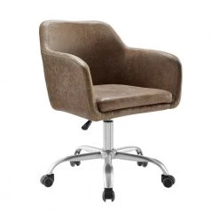 Austin Adjustable Brown & Chrome Office Chair by Linon Home Decor