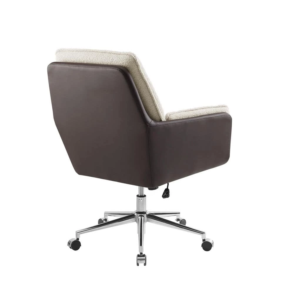 Basin Brown and Natural Sherpa Fabric Swivel Office Chair by Linon Home Decor 8 Basin Brown and Natural Sherpa Fabric Swivel Office Chair by Linon Home Decor - Image 6