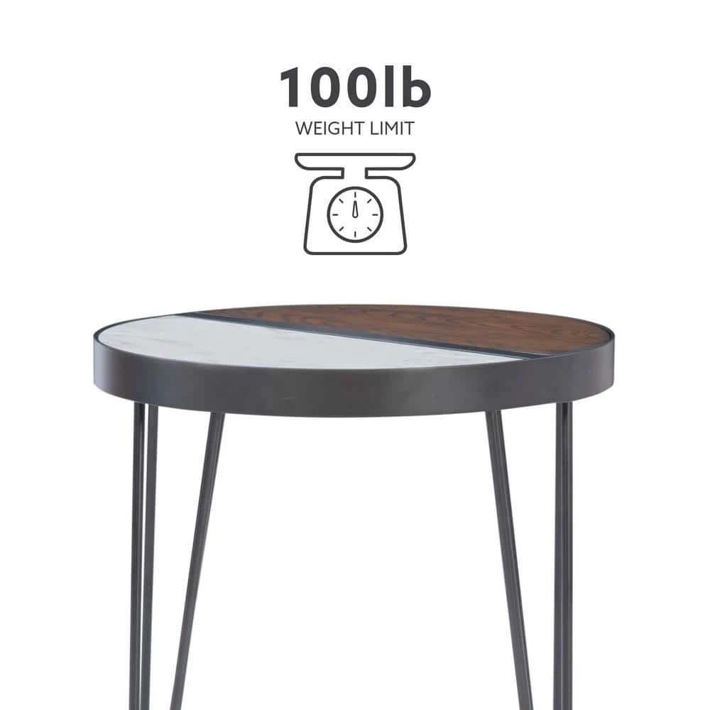 Piper 22.01 in. W Brown and White Round Wood top 2-Toned Side Table by Linon Home Decor 9 Piper 22.01 in. W Brown and White Round Wood top 2-Toned Side Table by Linon Home Decor - Image 7