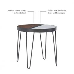 Piper 22.01 in. W Brown and White Round Wood top 2-Toned Side Table by Linon Home Decor 19 Piper 22.01 in. W Brown and White Round Wood top 2-Toned Side Table by Linon Home Decor -Linon Home Decor Shop brown white faux marble linon home decor end side tables hd221926 fa 1000