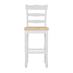 30 in. Linon Hilary White with Rush Seat Bar Stool by Linon Home Decor