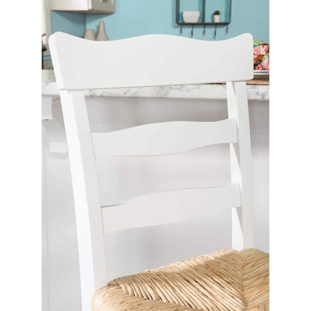 30 in. Linon Hilary White with Rush Seat Bar Stool by Linon Home Decor 6 30 in. Linon Hilary White with Rush Seat Bar Stool by Linon Home Decor - Image 4