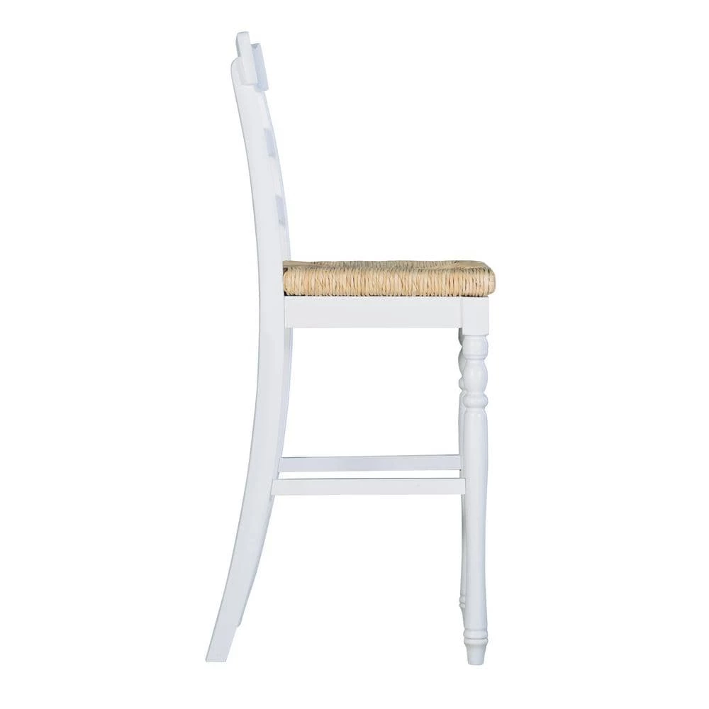 30 in. Linon Hilary White with Rush Seat Bar Stool by Linon Home Decor 4 30 in. Linon Hilary White with Rush Seat Bar Stool by Linon Home Decor - Image 2