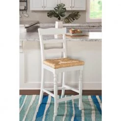24 in. Linon Hilary White with Rush Seat Counter Stool by Linon Home Decor -Linon Home Decor Shop brown white linon home decor bar stools thd02640 fa 1000