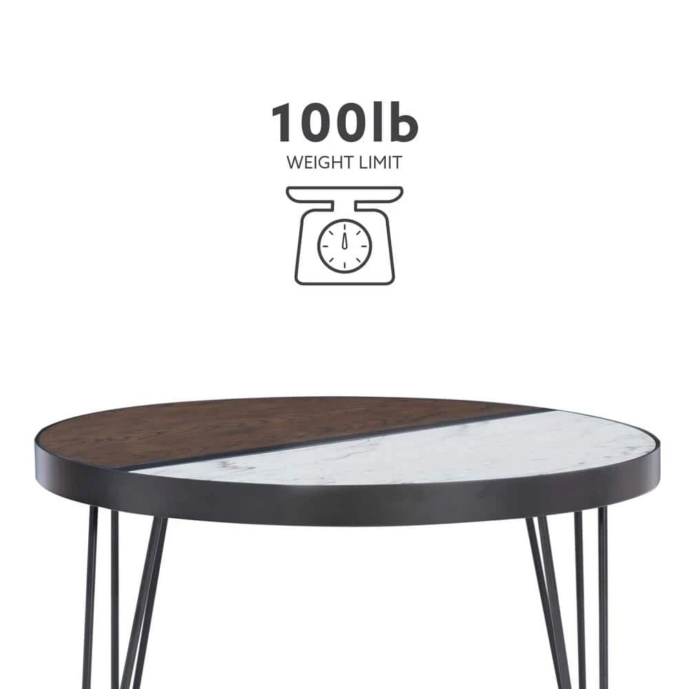 Piper 32.01 in. W 2 Toned Brown and White Round Wood Top Coffee Table by Linon Home Decor 9 Piper 32.01 in. W 2 Toned Brown and White Round Wood Top Coffee Table by Linon Home Decor - Image 7