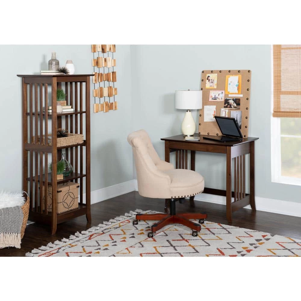 31.5 in. Rectangular Cappuccino 1 Drawer Writing Desk with Storage by Linon Home Decor 11 31.5 in. Rectangular Cappuccino 1 Drawer Writing Desk with Storage by Linon Home Decor - Image 9