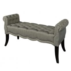Charlotte Charcoal Gray Roll Arm Bench by Linon Home Decor -Linon Home Decor Shop charcoal gray and dark espresso linon home decor bedroom benches thd00613 4f 1000