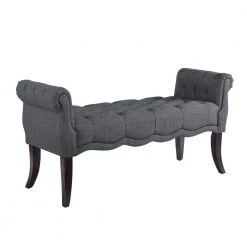 Charlotte Charcoal Gray Roll Arm Bench by Linon Home Decor