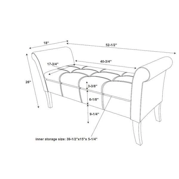 Erie Storage Charcoal Gray Bench by Linon Home Decor 4 Erie Storage Charcoal Gray Bench by Linon Home Decor - Image 2