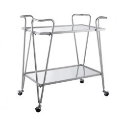Nancy Mid-Century Silver Wheeled Bar Cart by Linon Home Decor -Linon Home Decor Shop chrome linon home decor bar carts thd02915 c3 1000