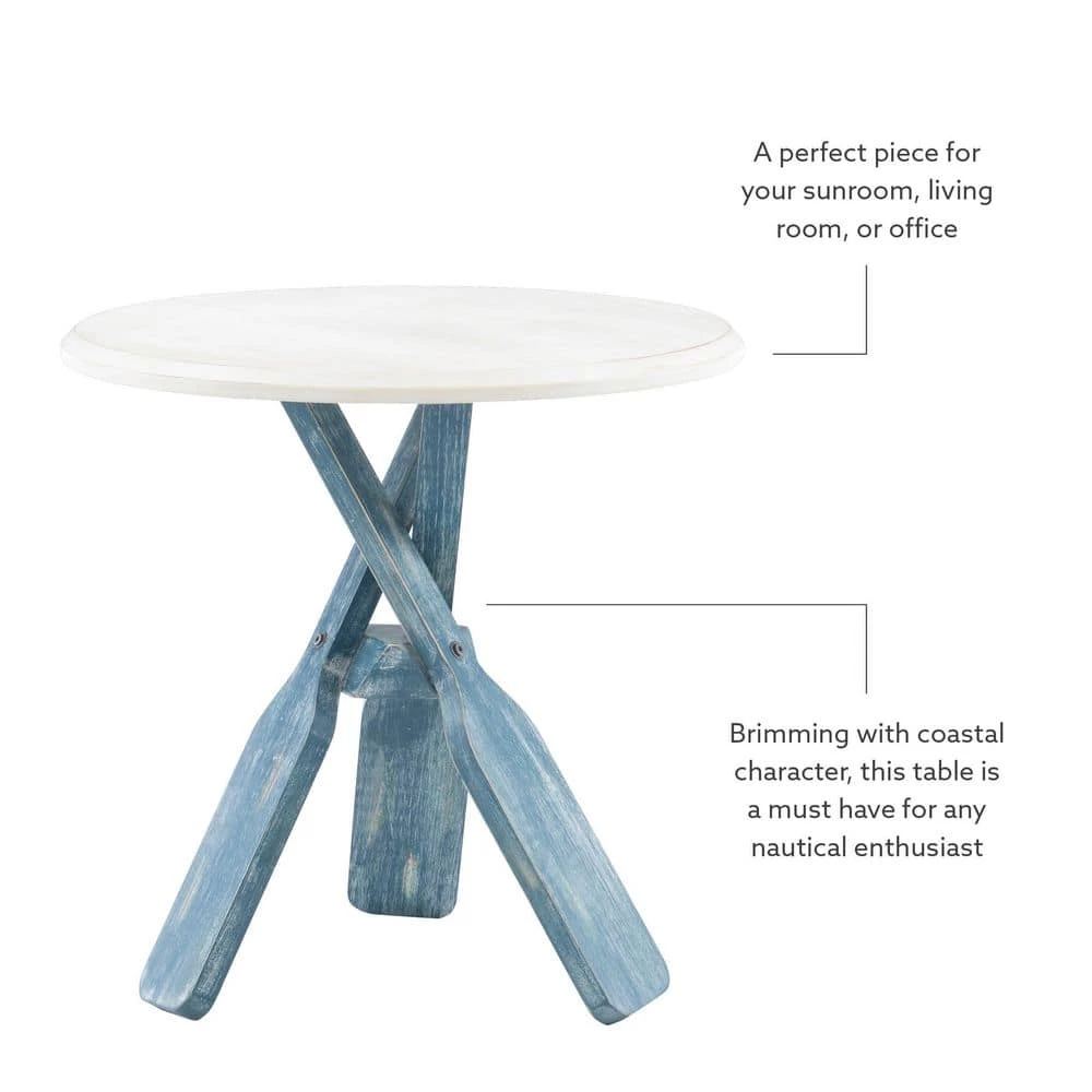 Marlin Blue Oar Side Table by Linon Home Decor 4 Marlin Blue Oar Side Table by Linon Home Decor - Image 2
