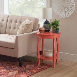Justine 18.5 in. W Coral Round Wood top Side Table by Linon Home Decor 9 Justine 18.5 in. W Coral Round Wood top Side Table by Linon Home Decor -Linon Home Decor Shop coral linon home decor end side tables hd221955 31 1000