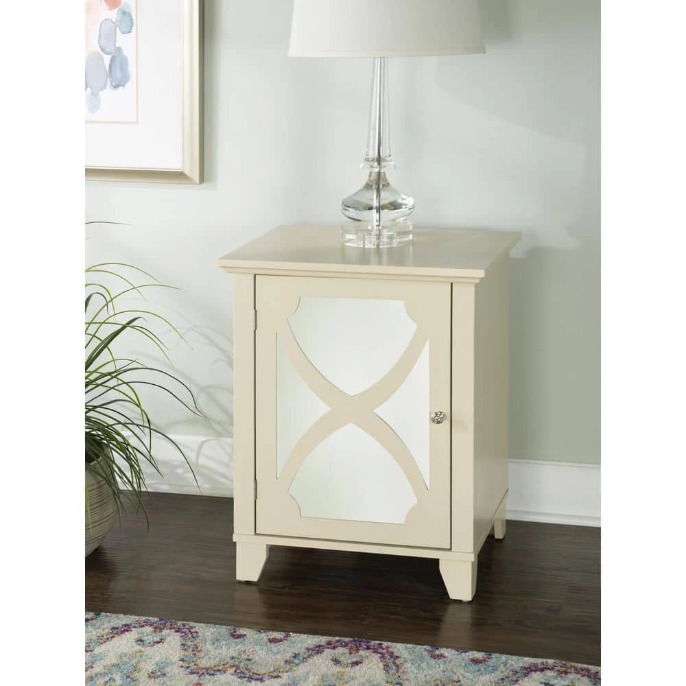 Willow Cream Small Cabinet with Mirror Door by Linon Home Decor 11 Willow Cream Small Cabinet with Mirror Door by Linon Home Decor - Image 9