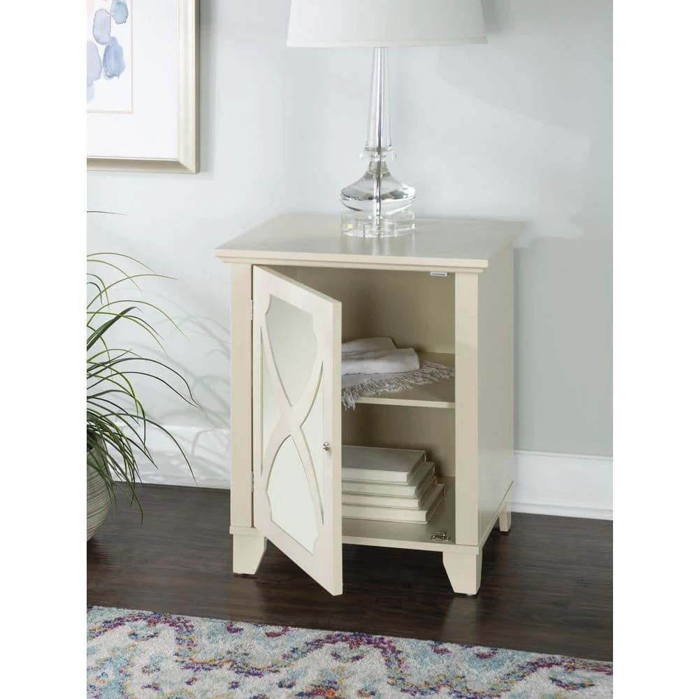 Willow Cream Small Cabinet with Mirror Door by Linon Home Decor 7 Willow Cream Small Cabinet with Mirror Door by Linon Home Decor - Image 5