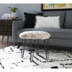 Grace Cream Basket weave Round Ottoman Stool by Linon Home Decor -Linon Home Decor Shop cream linon home decor bar stools hd221865 31 1000