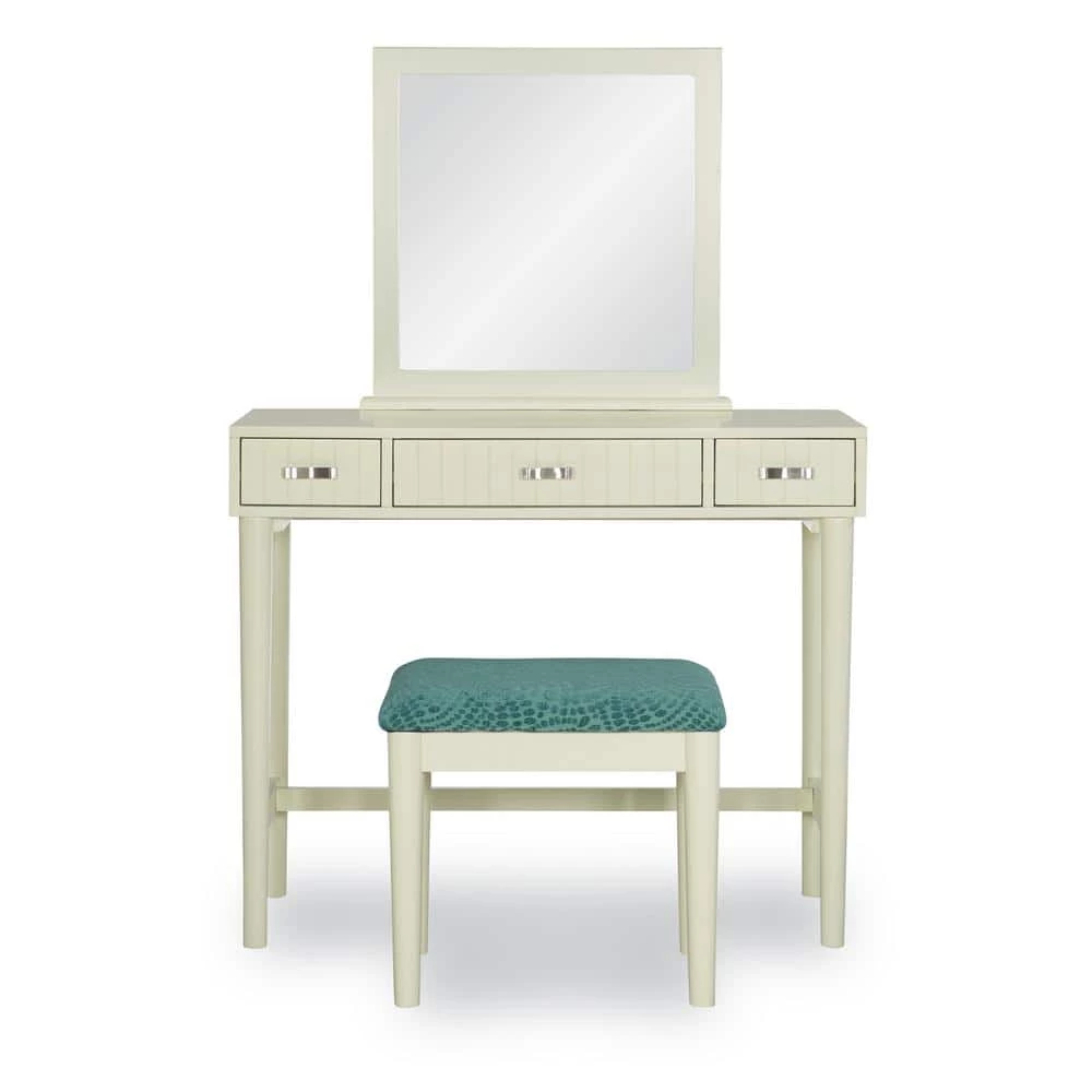 Parley Cream Vanity with Bench and Silver Drawer Pulls by Linon Home Decor 6 Parley Cream Vanity with Bench and Silver Drawer Pulls by Linon Home Decor - Image 4