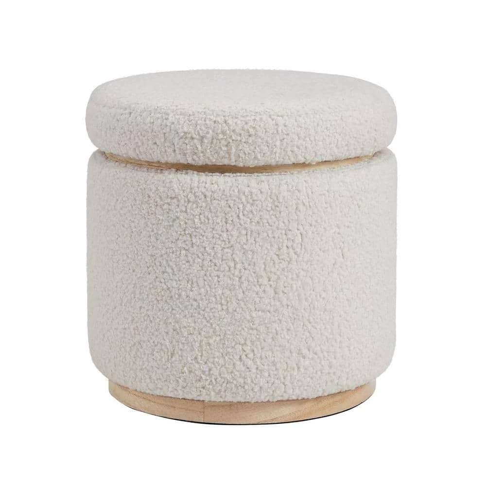 Gayle Cream Sherpa Storage Ottoman by Linon Home Decor 4 Gayle Cream Sherpa Storage Ottoman by Linon Home Decor - Image 2