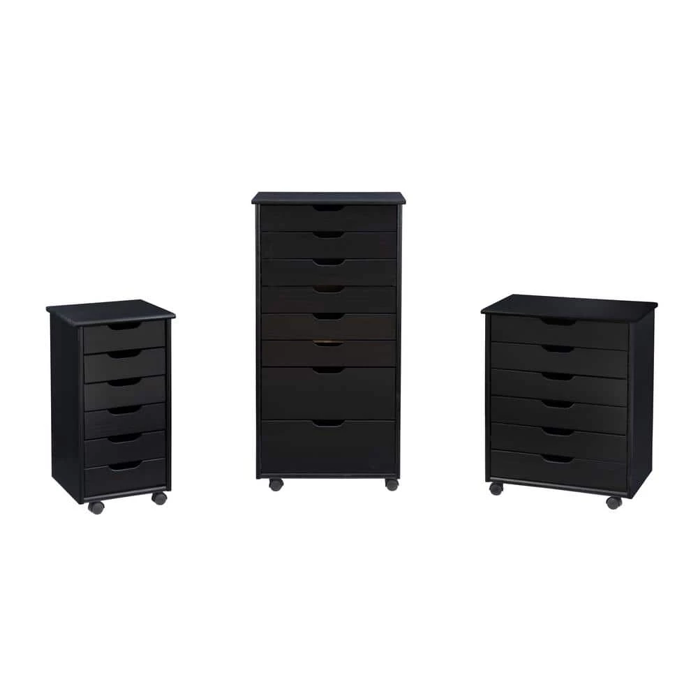 McLeod Black Six Drawer Wide Rolling Accent Cabinet by Linon Home Decor 11 McLeod Black Six Drawer Wide Rolling Accent Cabinet by Linon Home Decor - Image 9