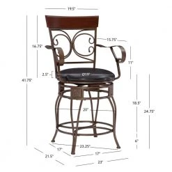 Labelle 41.75 in. H Dark Bronze Big and Tall Arm Counter Stool by Linon Home Decor -Linon Home Decor Shop dark brown linon home decor bar stools hd221913 1f 1000