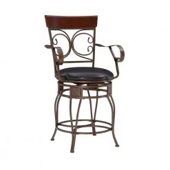 Labelle 41.75 in. H Dark Bronze Big and Tall Arm Counter Stool by Linon Home Decor