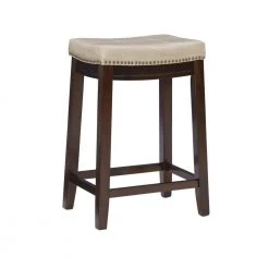 Concord 24 in. H Beige seat Wood frame Backless 2pk Counter stool by Linon Home Decor -Linon Home Decor Shop dark brown linon home decor bar stools thd04100 4f 1000
