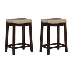 Concord 24 in. H Beige seat Wood frame Backless 2pk Counter stool by Linon Home Decor