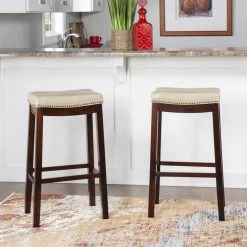 Concord 30 in. H Beige Wood frame Backless 2pk Barstool by Linon Home Decor -Linon Home Decor Shop dark brown linon home decor bar stools thd04103 31 1000