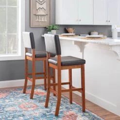 Jonas 42.5 in. H Craftsman Dark Cherry wood Full Back Barstool by Linon Home Decor -Linon Home Decor Shop dark cherry linon home decor bar stools thd03565 4f 1000