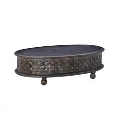Elia 42 in. W Dark Gray Oval Wood Top Coffee Table by Linon Home Decor