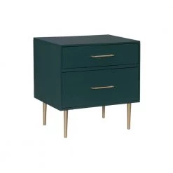 Sharie 2-Drawer Glam Dark Green Nightstand 25.75 in. H x 25.25 in. W x 18 in. D by Linon Home Decor