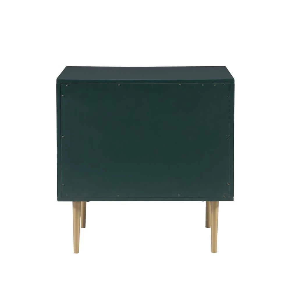Sharie 2-Drawer Glam Dark Green Nightstand 25.75 in. H x 25.25 in. W x 18 in. D by Linon Home Decor 6 Sharie 2-Drawer Glam Dark Green Nightstand 25.75 in. H x 25.25 in. W x 18 in. D by Linon Home Decor - Image 4