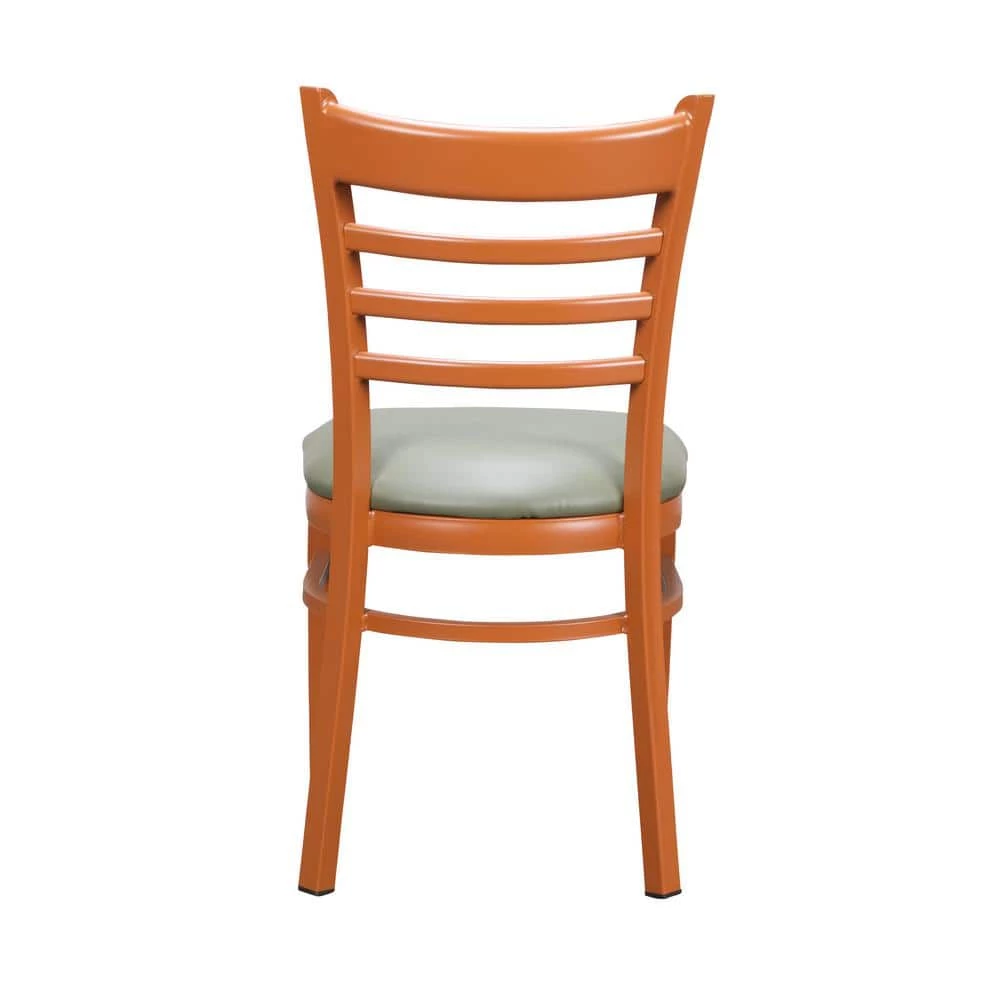 Galina Dark Honey Lt Green Metal Side High Back Chair with Faux Leather Seat (Carton of 2) by Linon Home Decor 6 Galina Dark Honey Lt Green Metal Side High Back Chair with Faux Leather Seat (Carton of 2) by Linon Home Decor - Image 4