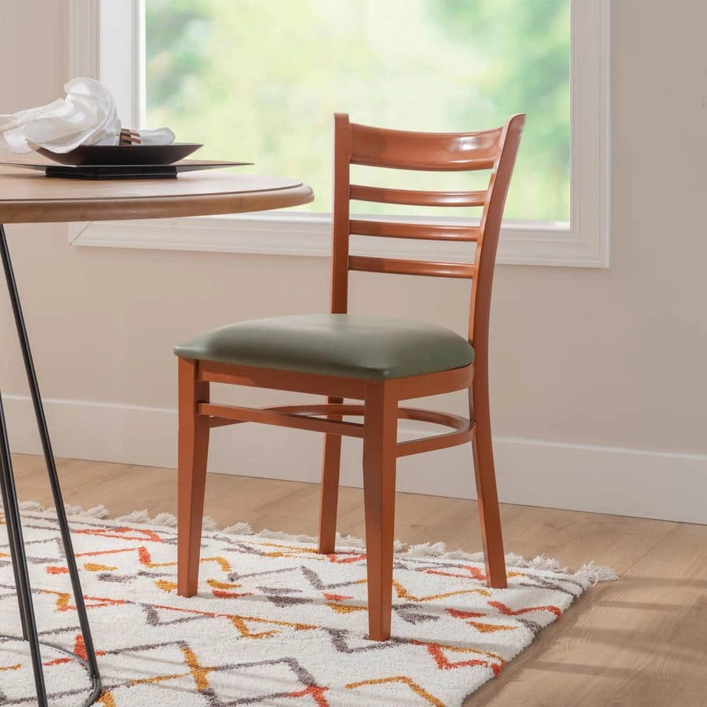 Galina Dark Honey Lt Green Metal Side High Back Chair with Faux Leather Seat (Carton of 2) by Linon Home Decor 11 Galina Dark Honey Lt Green Metal Side High Back Chair with Faux Leather Seat (Carton of 2) by Linon Home Decor - Image 9