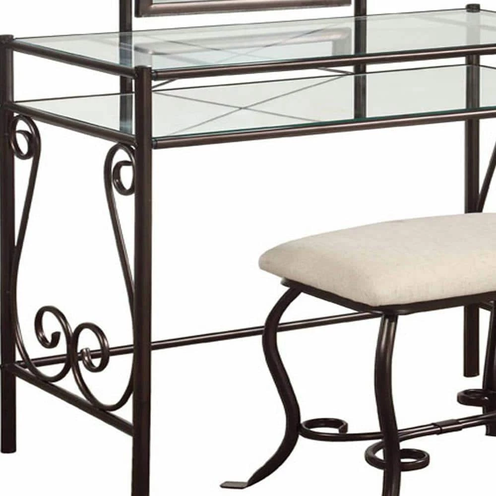 Clarisse 2-Piece Dark Metal Vanity Set by Linon Home Decor 6 Clarisse 2-Piece Dark Metal Vanity Set by Linon Home Decor - Image 4