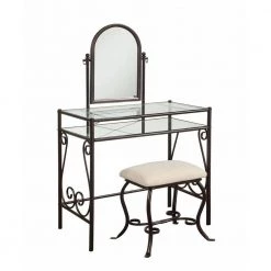Clarisse 2-Piece Dark Metal Vanity Set by Linon Home Decor