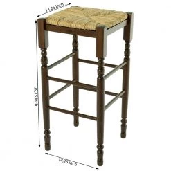 Hanson 29 in. Dark Walnut and Rush Seat Bar Stool (Set of 2) by Linon Home Decor -Linon Home Decor Shop dark walnut linon home decor bar stools thd02984 4f 1000
