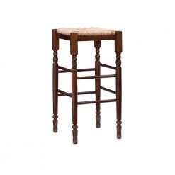 Hanson 29 in. Dark Walnut and Rush Seat Bar Stool (Set of 2) by Linon Home Decor