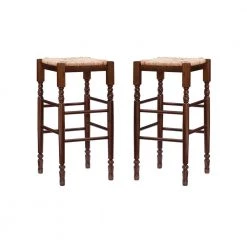 Hanson 29 in. Dark Walnut and Rush Seat Bar Stool (Set of 2) by Linon Home Decor -Linon Home Decor Shop dark walnut linon home decor bar stools thd02984 c3 1000