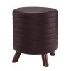 Anslee Dark Walnut Faux Leather Round Channel Stitched Stool by Linon Home Decor 2 Anslee Dark Walnut Faux Leather Round Channel Stitched Stool by Linon Home Decor -Linon Home Decor Shop dark walnut linon home decor ottomans thd02900 64 1000