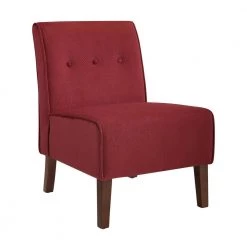 Bruno Red Polyester Accent Chair with Dark Walnut Legs by Linon Home Decor