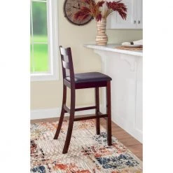 Toro 43 in. H Espresso Ladder Back Wood 31 in. Seat Height Bar Stool with Padded Faux Leather Seat by Linon Home Decor -Linon Home Decor Shop espresso linon home decor bar stools thd03285 31 1000