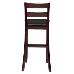 Toro 43 in. H Espresso Ladder Back Wood 31 in. Seat Height Bar Stool with Padded Faux Leather Seat by Linon Home Decor -Linon Home Decor Shop espresso linon home decor bar stools thd03285 66 1000