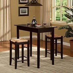Claude 3-Piece Rectangular Wood Top Espresso Counter-Height Bar Table Set by Linon Home Decor -Linon Home Decor Shop espresso linon home decor dining room sets thd03218 31 1000