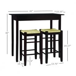 Claude 3-Piece Rectangular Wood Top Espresso Counter-Height Bar Table Set by Linon Home Decor -Linon Home Decor Shop espresso linon home decor dining room sets thd03218 4f 1000