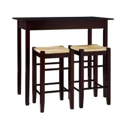 Claude 3-Piece Rectangular Wood Top Espresso Counter-Height Bar Table Set by Linon Home Decor