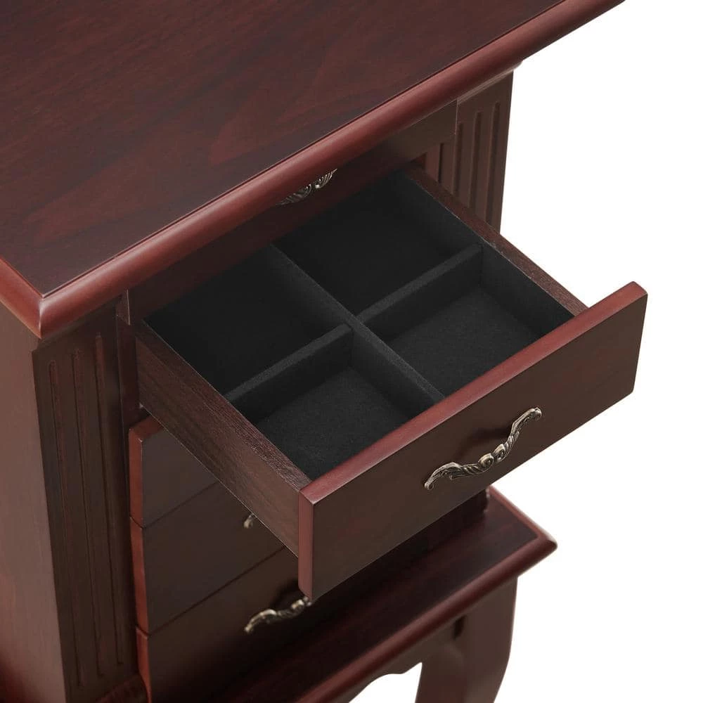 Salma Espresso Jewelry Armoire with 4-Drawers 8.5 in. W x 12.5 in. D x 33.5 in. H by Linon Home Decor 9 Salma Espresso Jewelry Armoire with 4-Drawers 8.5 in. W x 12.5 in. D x 33.5 in. H by Linon Home Decor - Image 7