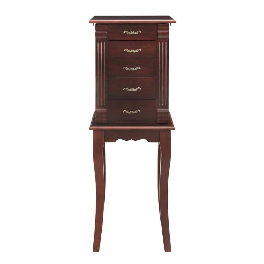 Salma Espresso Jewelry Armoire with 4-Drawers 8.5 in. W x 12.5 in. D x 33.5 in. H by Linon Home Decor 8 Salma Espresso Jewelry Armoire with 4-Drawers 8.5 in. W x 12.5 in. D x 33.5 in. H by Linon Home Decor - Image 6