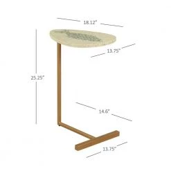 Kora 13.75 in. Natural and Green 25.25 in. H Waterdrop Shape Capiz Shell Inlay End Table with Iron Base and Fish Design by Linon Home Decor 12 Kora 13.75 in. Natural and Green 25.25 in. H Waterdrop Shape Capiz Shell Inlay End Table with Iron Base and Fish Design by Linon Home Decor -Linon Home Decor Shop gold green linon home decor end side tables thd03155 4f 1000